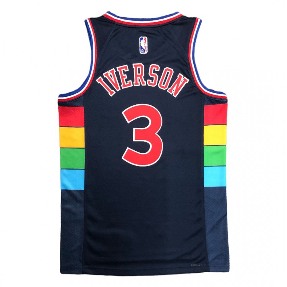 Men's Philadelphia 76ers Allen Iverson #3 Navy 2021/22 Swingman NBA Jersey - City Edition-Pro Kit Vault | Brand New 26/27 Sports Jerseys